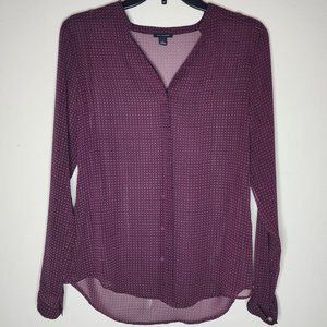 Ann Taylor Sheer long sleeve blouse Wine color Size 2 -NEVER WORN